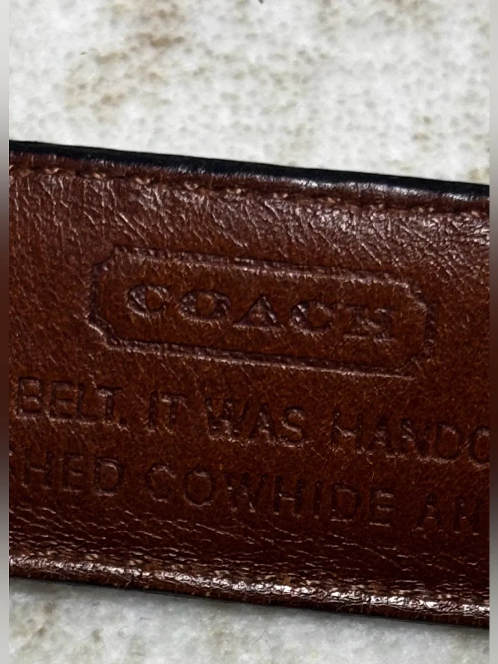 Vintage Coach Leather Belt Black Gold Tone Buckle Size 44 Made in Costa Rica